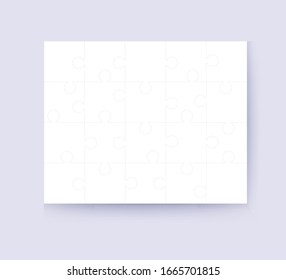 Vector illustration of white puzzle, separate pieces 20 pieces