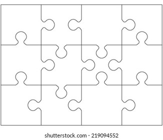 Vector illustration of white puzzle, separate pieces