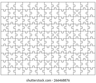 Vector illustration of white puzzle, separate pieces