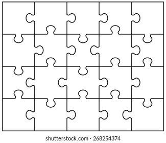 Vector illustration of white puzzle, separate pieces