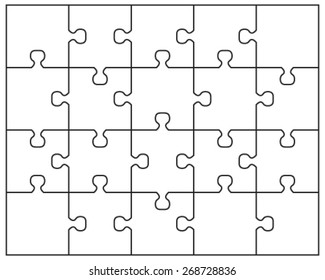 Vector illustration of white puzzle, separate pieces
