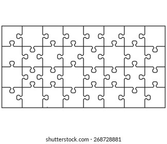 Vector illustration of white puzzle, separate pieces