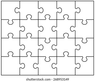 Vector illustration of white puzzle, separate pieces