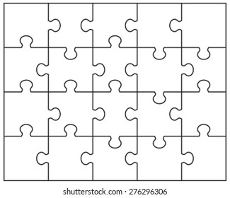 Vector illustration of white puzzle, separate pieces