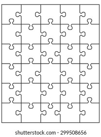 Vector illustration of white puzzle, separate pieces