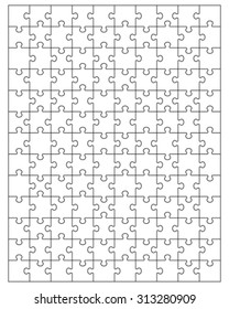 Vector illustration of white puzzle, separate pieces