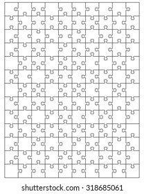 Vector illustration of white puzzle, separate pieces