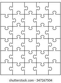Vector illustration of white puzzle, separate pieces