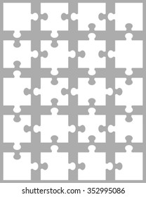 Vector illustration of white puzzle, separate pieces