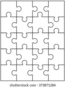 Vector illustration of white puzzle, separate pieces