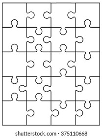 Vector illustration of white puzzle, separate pieces
