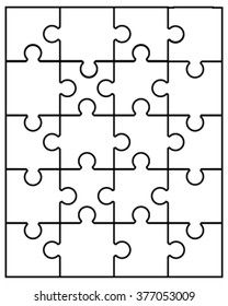 Vector illustration of white puzzle, separate pieces