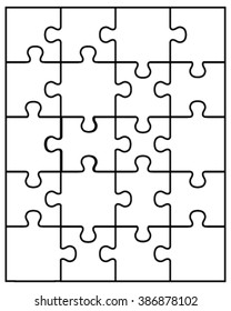 Vector illustration of white puzzle, separate pieces