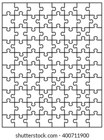 Vector illustration of white puzzle, separate pieces