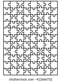 Vector illustration of white puzzle, separate pieces