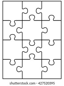 Vector illustration of white puzzle, separate pieces