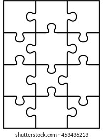 Vector illustration of white puzzle, separate pieces