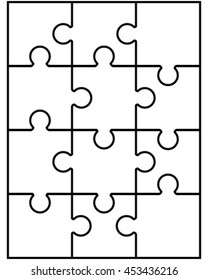 Vector illustration of white puzzle, separate pieces
