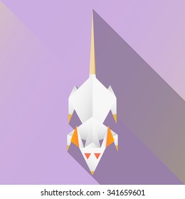 Vector illustration of a white rat with red eyes.