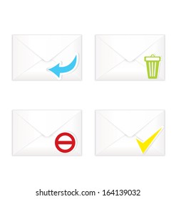 Vector illustration of white realistic closed sorted with marks envelopes icon set  