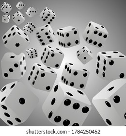 Vector illustration of white realistic game dice .Casino dices icon . vector illustration. 3D