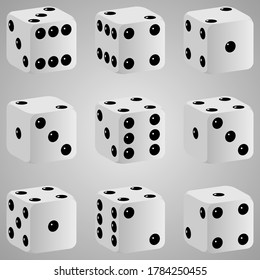 Ilustración vectorial de los dados de juego realistas y blancos. Icono de los iconos de los juegos de casino. ilustración vectorial. 3.ª