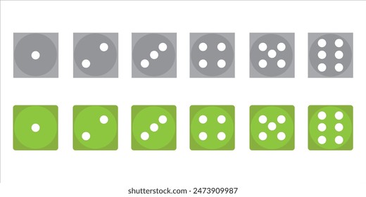 Ilustración vectorial del icono blanco realista de los dados del juego en el primer plano aislado en el fondo de escritura eps10