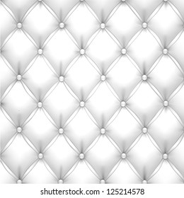 Vector illustration of white realistic upholstery leather pattern background. Eps10.