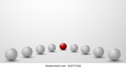 Vector illustration of white and red balls. 3D.