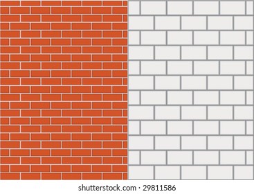 Ilustración vectorial de la pared de ladrillo blanco y rojo