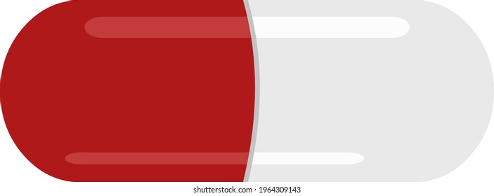 Vector illustration of a white and red capsule pill
