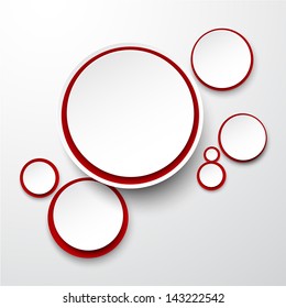 Vector illustration of white and red paper round speech bubble. Eps10.