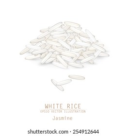 Vector illustration of white rice pile. Asian traditional food of Japan, Korea and China.