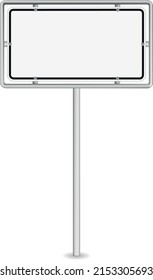 vector illustration of white road sign isolated on white background