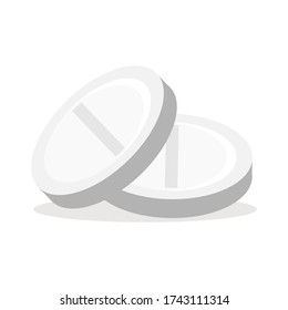 Icono de vectores con píldoras redondas blancas. Símbolos médicos, farmacéuticos aislados sobre fondo blanco en estilo plano.