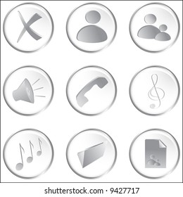 Vector Illustration of the white round web buttons set 2