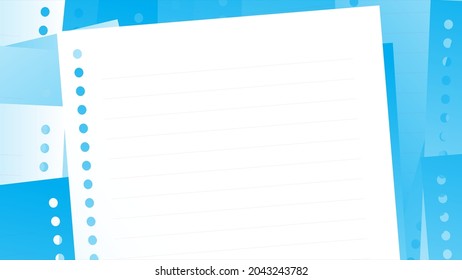 Vector illustration of white school paper. Striped notebook page for message or text. Checkered notebook page for message or text.