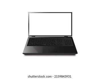 vector illustration white screen laptop computer design template.