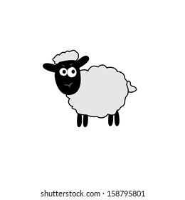 vector illustration of white sheep outline