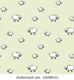 vector illustration of a white sheep pattern, on light green background