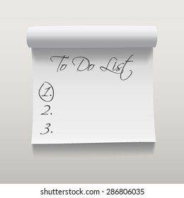 Vector illustration of white sheet of paper. To do list