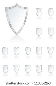 Vector illustration of white shields.