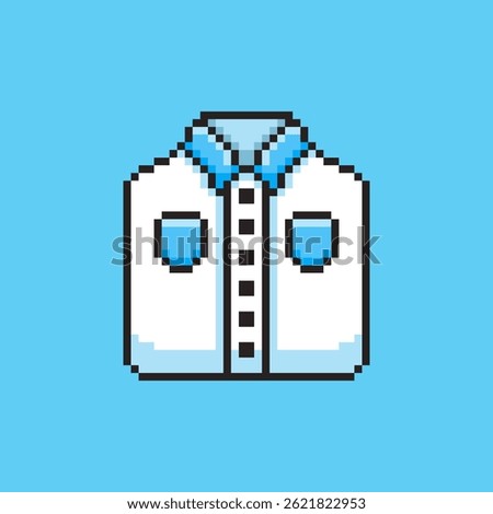 Vector Illustration of White Shirt with Pixel Art Design, perfect for game assets themed designs