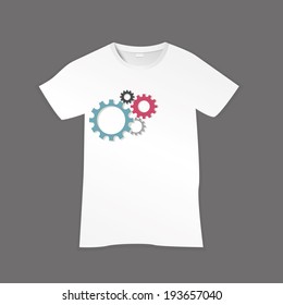 vector illustration of white shirts with mechanical pattern on a gray background