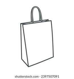 Vektorgrafik des weißem Einkaufspapiers, Tasche einzeln auf hellem Hintergrund	