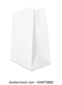 Vector illustration of white shopping paper bag.