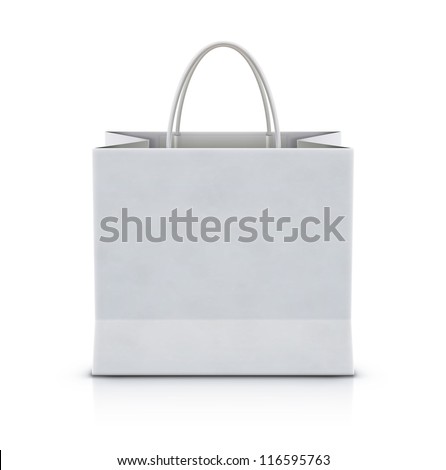 Vector illustration of white shopping paper bag isolated on white background