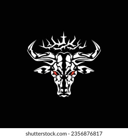 vector illustration of white silhouette Bull King
