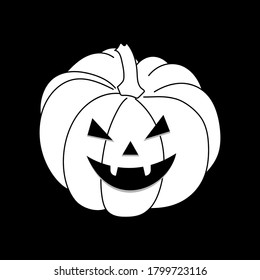 Vector illustration. White silhouette of a pumpkin on a black background.