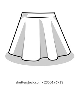 Ilustración vectorial de la falda blanca con fondo blanco